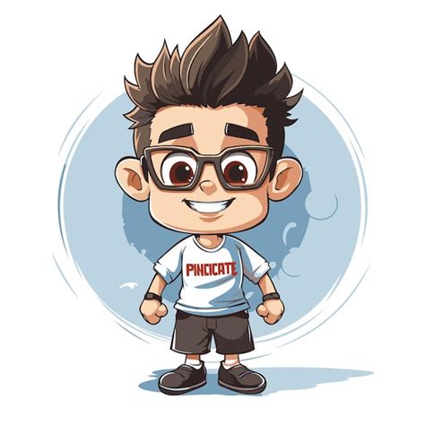 Hipster boy personagem de desenho animado ilustração vetorial design