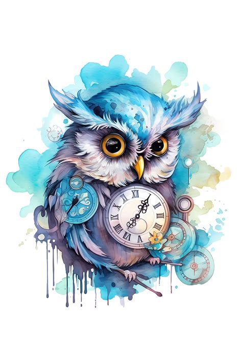 Owl clock. Сова-часы. PNG. | Часы с совой, Милые рисунки, Сова