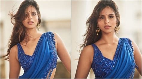 Suhana Khan S Newest Pics In Elegant Blue Saree From Newest Photoshoot