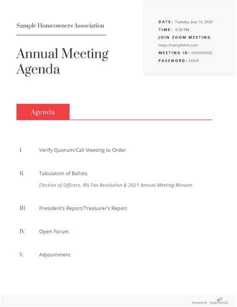 Hoa Meeting Agenda Template