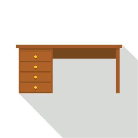 Wooden Office Desk Icon Flat Style Vector Art At Vecteezy