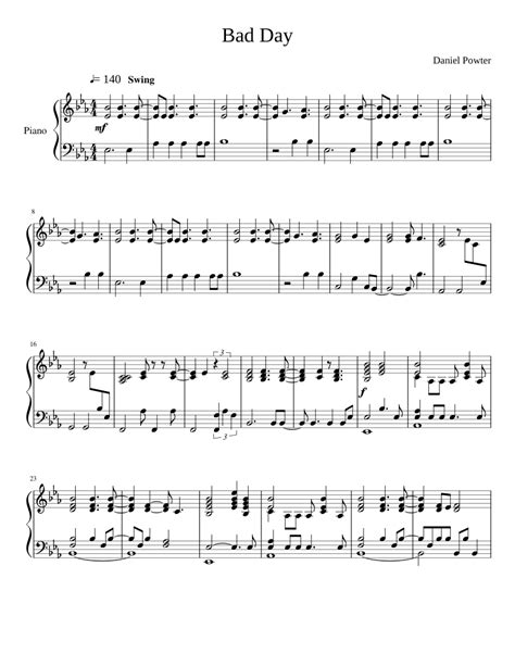 Bad Day Piano Sheet Music Free Printable - Printable Form, Templates ...