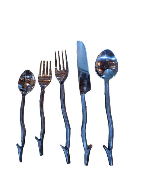 Hand Forged Flatware Tableware Branch Design Etsy