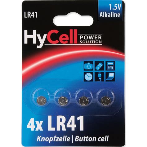 Hycell Alkaline Knopfzelle LR 41 1 5 V 4er Blister Stromversorgung