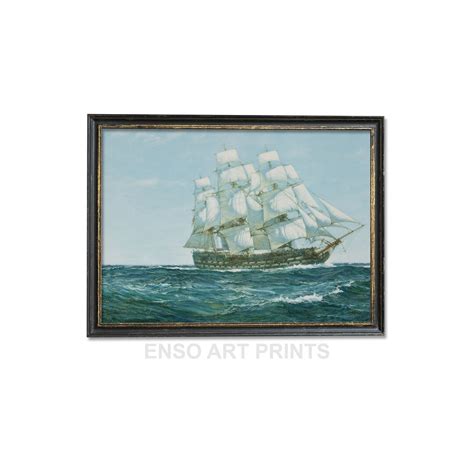 Vintage Seascape Print Sailing Ship Wall Art Nautical Ship Vessel Wall