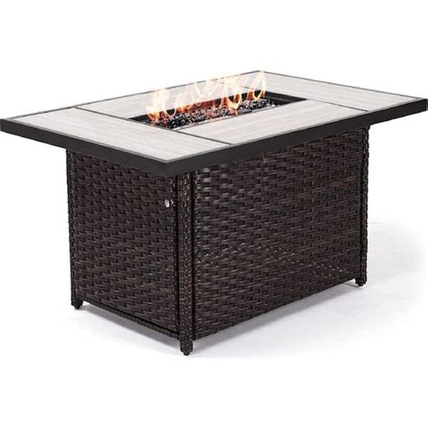 Trustmade 43 In 50000 Btu Outdoor Metal Rectangle Propane Gas Fire Pit Table Gp Rt Gft The