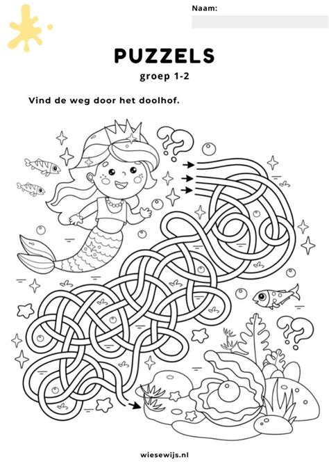 Werkblad Puzzels Groep Doolhof Thema Sprookjes Wiesewijs