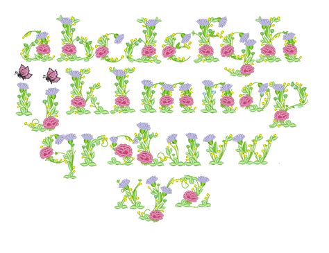 Floral Block Lower Case Letters Whole Alphabet A Z Monogram Flowers