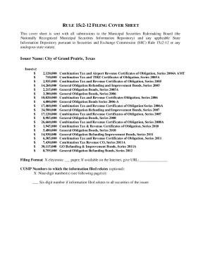 Fillable Online Rule C Filing Cover Sheet Electronic Municipal