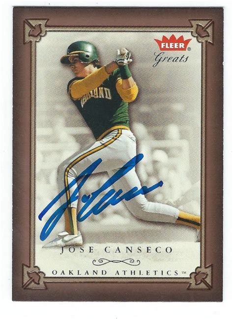 Autographed JOSE CANSECO 2004 Fleer Greats Of The Game Card Main Line