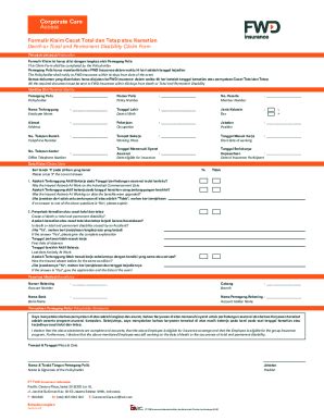 Fillable Online PERSONAL ACCIDENT CLAIM FORM FORMULIR KLAIM Fax