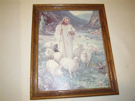 Vintage W Sallman Jesus Litho 1942 Good Shepherd Picture Kriebel