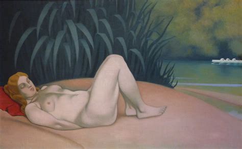 Naked woman sleeping at the edge of the water Felix Vallotton作品 无水印高清