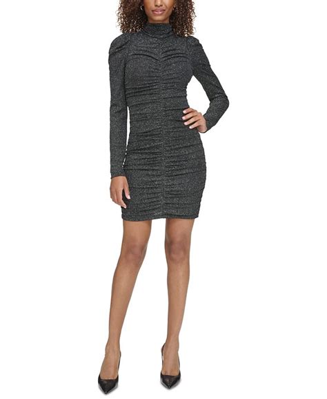 Karl Lagerfeld Paris Womens Ruched Mock Neck Dress Macys