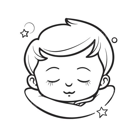 Vector Illustration Design Drawing Print Baby Sleeping Boy Illustration