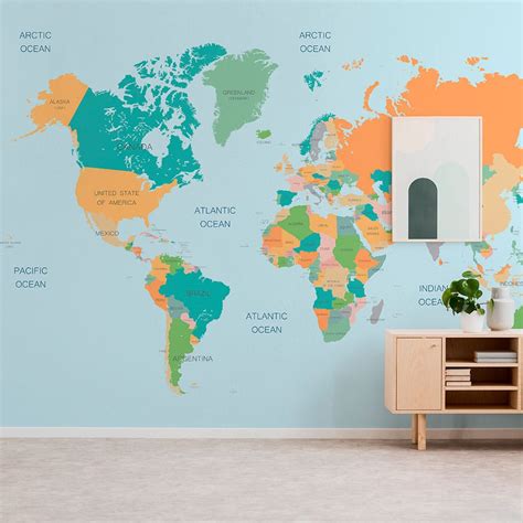 Customized World Map Wallpaper Mural World Map Mural Map Murals Images