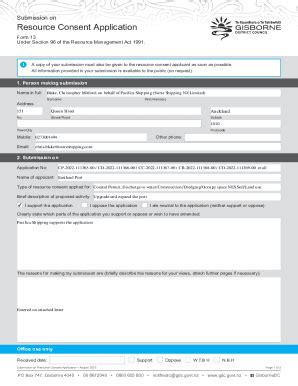 Fillable Online Resource Consent Submission Form Fax Email Print