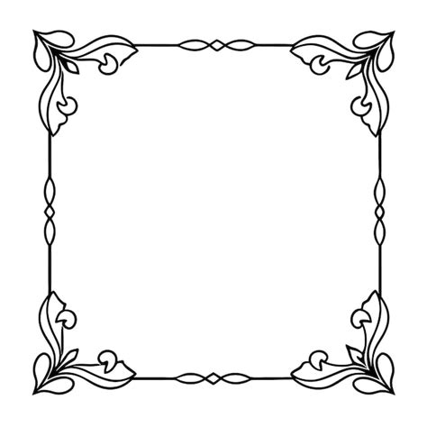 Ornate Black And White Square Frame With Floral Corners Premium Ai