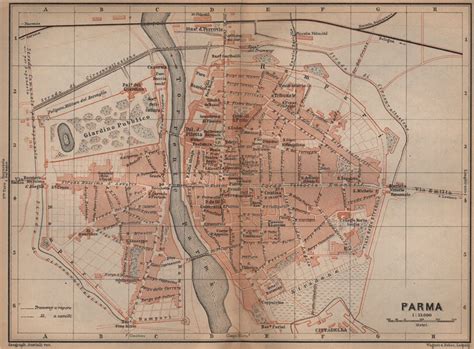 PARMA Antique Town City Plan Piano Urbanistico Italy Mappa BAEDEKER 1899