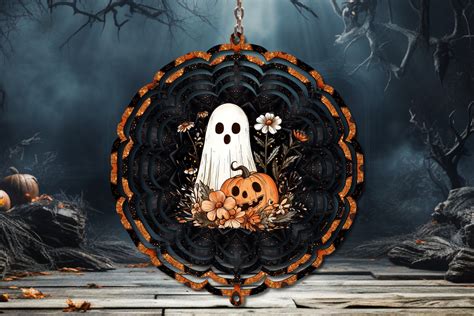 Ghost And Pumpkin Halloween Wind Spinner Graphic By Tcsp Designs