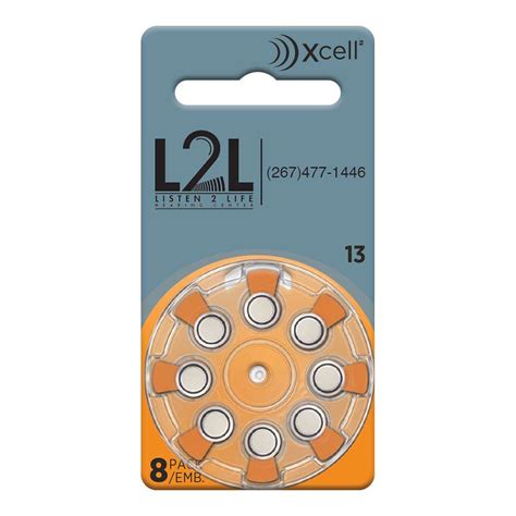 Hearing Aid Batteries Size 13 Orange Listen 2 Life