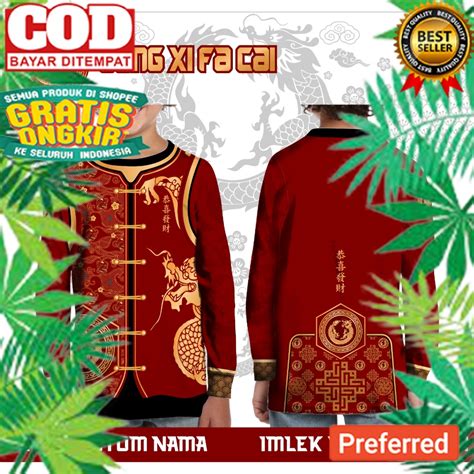 Jual Baju Changsan Cheongsam Imlek 2024 Kaos Jersey Anak Shio Naga