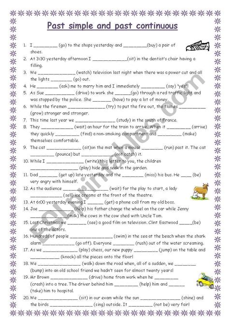 Past Simple Vs Past Continuous English Esl Worksheets 191