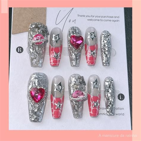 Unhas Posti As Feitas M O Amor Padr O Crocodilo Manicure Estrela