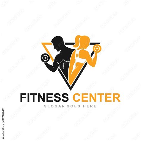 Fitness logo, Gym logo design template, with silhouettes of ...