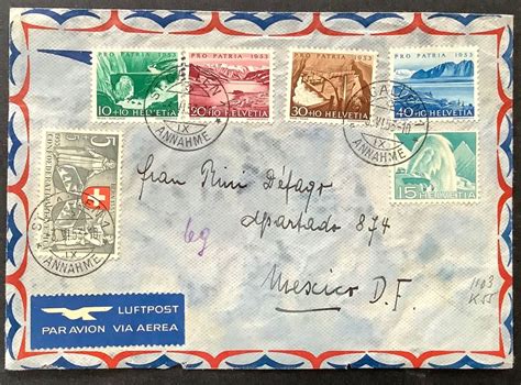 1953 Pro Patria Satz Flugpost Brief St Gallen Mexico DF Kaufen Auf