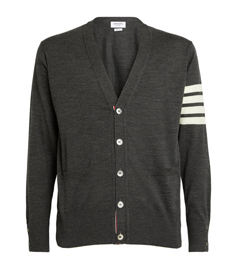 Thom Browne Merino Wool V Neck Cardigan Harrods US