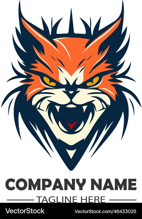 stylized angry cat logo template royalty  vector image