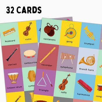 Musical Instruments Vocabulary Cards Flashcards For Band Esl Slp Sped