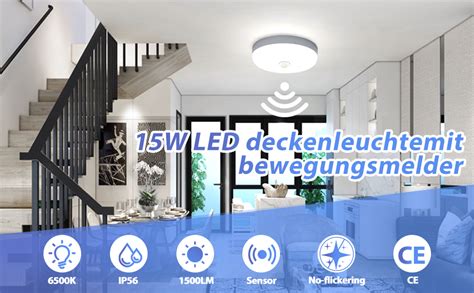 Combuh Led Ceiling Light With Motion Sensor Cm Indoor Round Ceiling