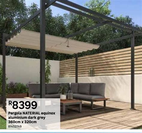 Pergola naterial equinox aluminium dark grey 360cm x 320cm offer at ...