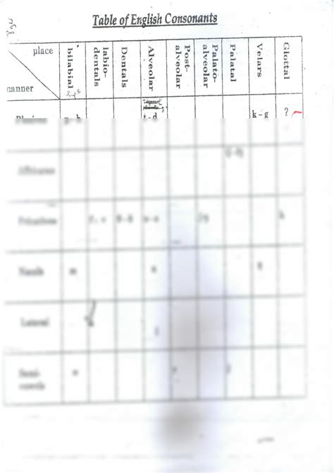 SOLUTION Phonetics Bouiche 1lmd G4 Table Of English Consonants Studypool