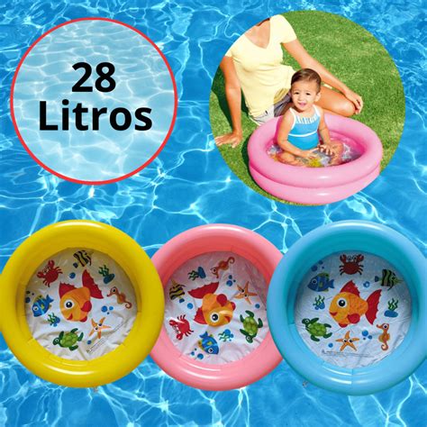 Piscina Infantil Bebê 2 Anéis 28L Inflável Para Bolinhas e Água