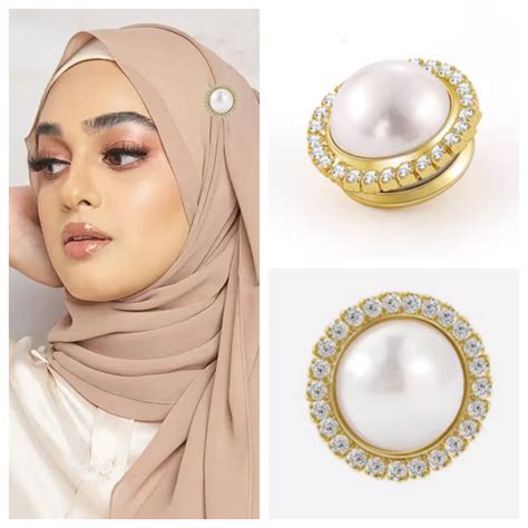 Pearl Inlaid Diamond Magnetic Hijab Pins Shopee Philippines