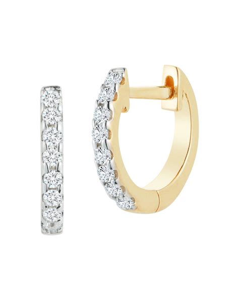 Mateo K Yellow Gold Diamond Huggie Hoop Earrings In Metallic Lyst