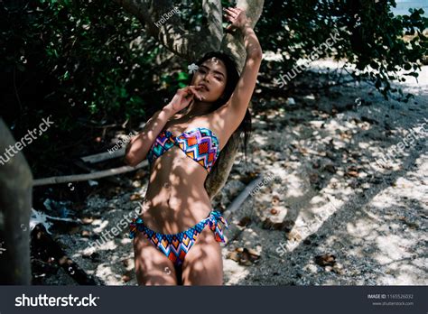 Sexy Asian Woman Colorful Bikini On ภาพสตอก Shutterstock