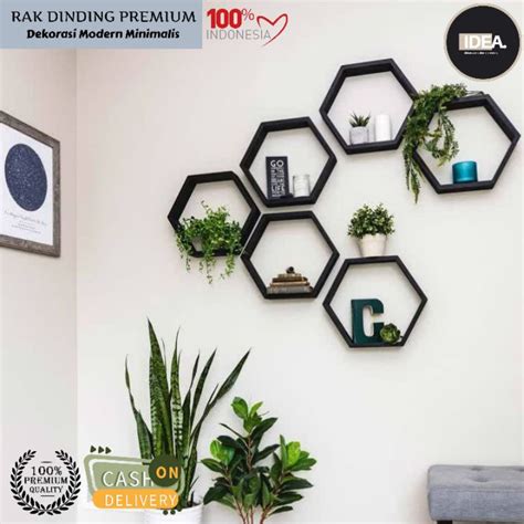 Jual Rak Dinding Hiasan Ruang Tamu Ambalan Dinding Hexagonal Hexagon