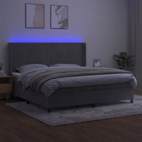 Omabeta Lits Cadres De Lit Sommier Tapissier Matelas Et Led Gris