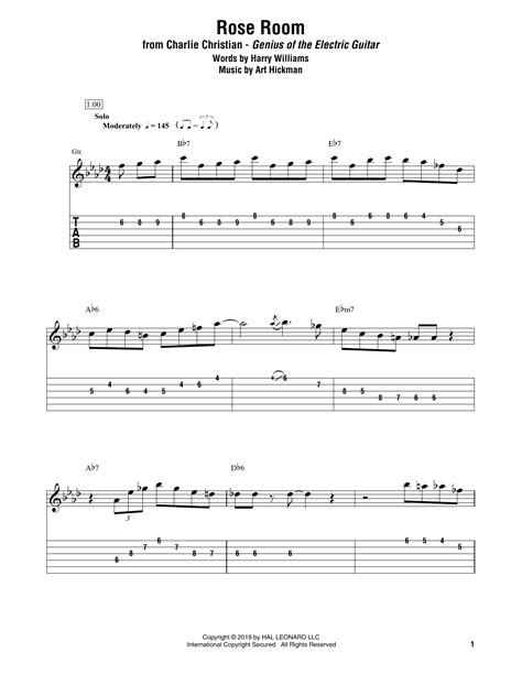 Rose Room By Charlie Christian Sheet Music For Electric Guitar Transcription At Sheet Music Direct