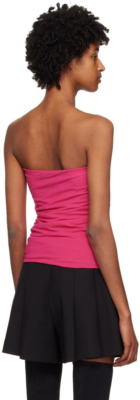 Helmut Lang Ssense Exclusive Pink Ruched Tube Top Helmut Lang