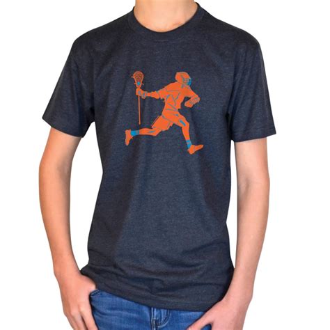 Guys Lacrosse Short Sleeve T Shirt Player Neon Orange Chalktalksports