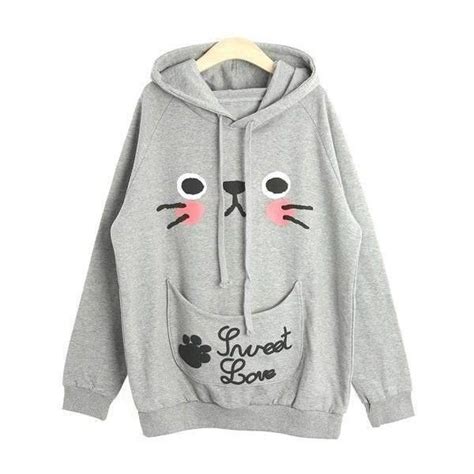 32 Cute Cat Ears Kitten Face Hoodie Sweatshirtpullover Girls