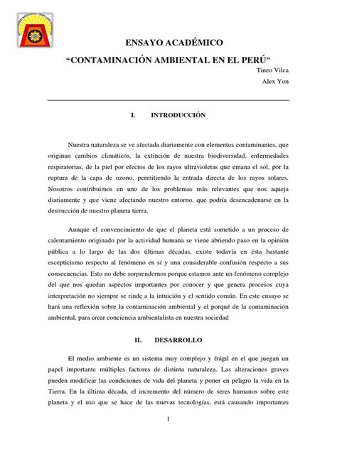 Ensayo Académico “contaminación Ambiental En El Perú” Deforestación