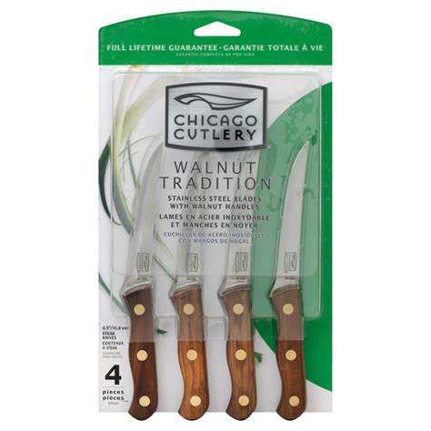 Chicago Cutlery Walnut Tradition Stainless Steel Steak Knife Set 4 Pc