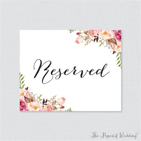 Pinkelly Paro On Set The Scene Reserved Signs Wedding Signage Free