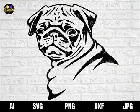 Pug Svg Pug Head Svg Dog Svg Pug Face Svg Cute Pug Face Svg Pug